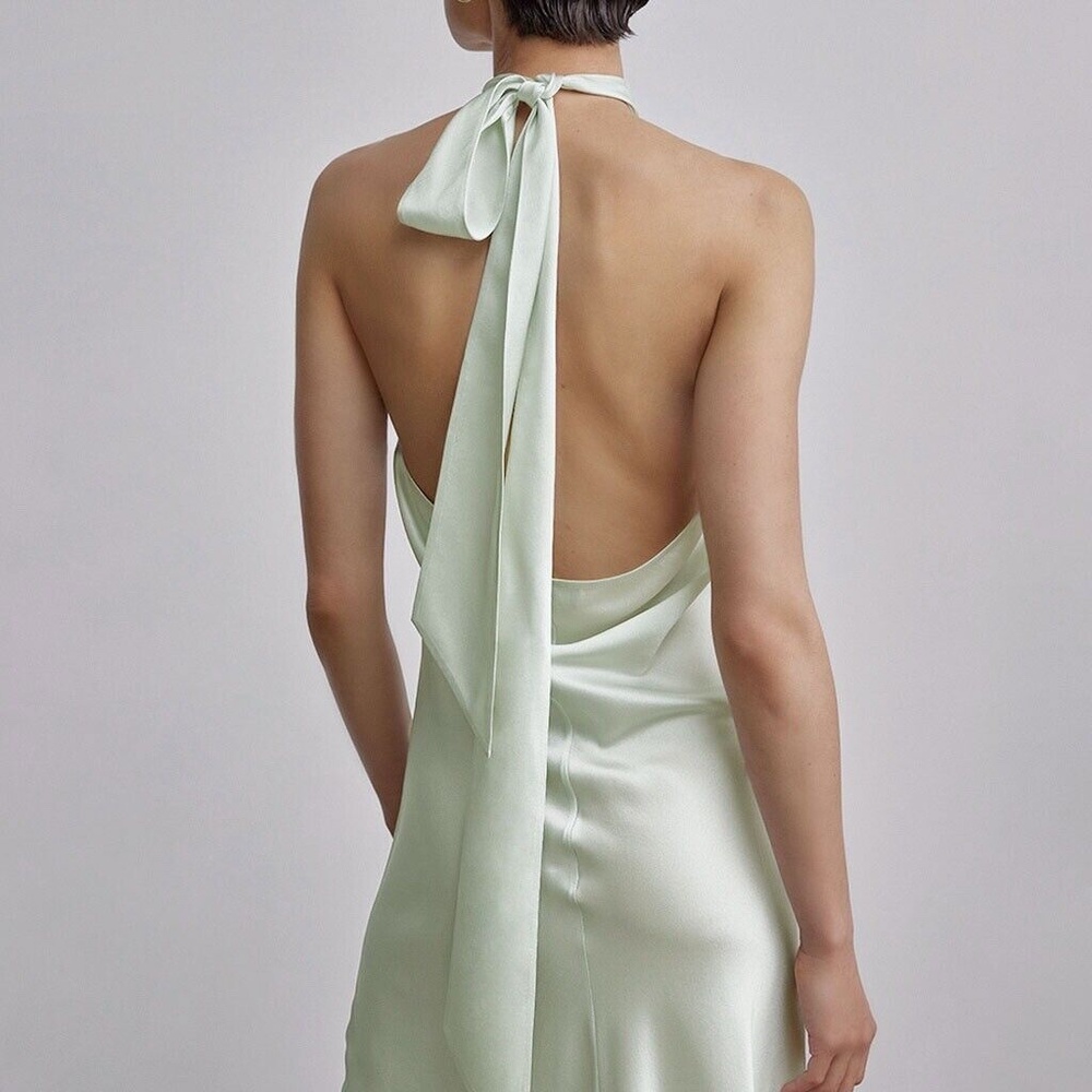 Silk Maison French Bow Halterneck Silk Maxi Dress Size Small NWT